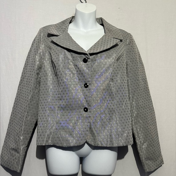 women's blazer by Harve Benard silver-gray with a subtle geometric pattern. - Picture 1 of 5